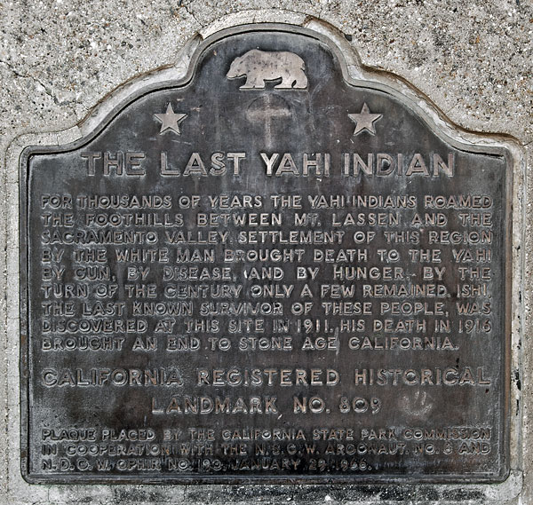 California Historical Landmark 809: Last Yahi Indian in California