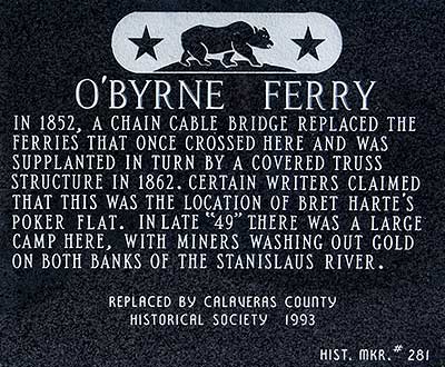 California Historical Landmark #281: O'Byrne Ferry
