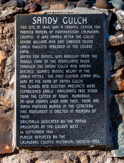 California Historical Landmark #253: Sandy Gulch