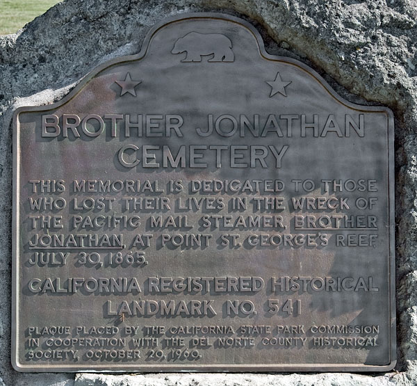 California Historical Landmark 541: Brother Jonathan Cemetery in Crescent City, California