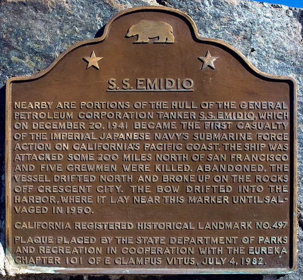California Historical Landmark 497: S.S. Emidio in Crescent City, California