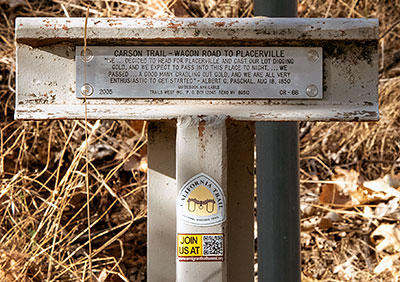 Carson Trail Marker 66: Wagon Road to Placerville