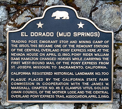 California Historical Landmark #700: Nevada House Pony Express Station