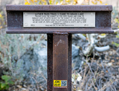 Luther Pass Trail Marker 3: Came to Grass Lake