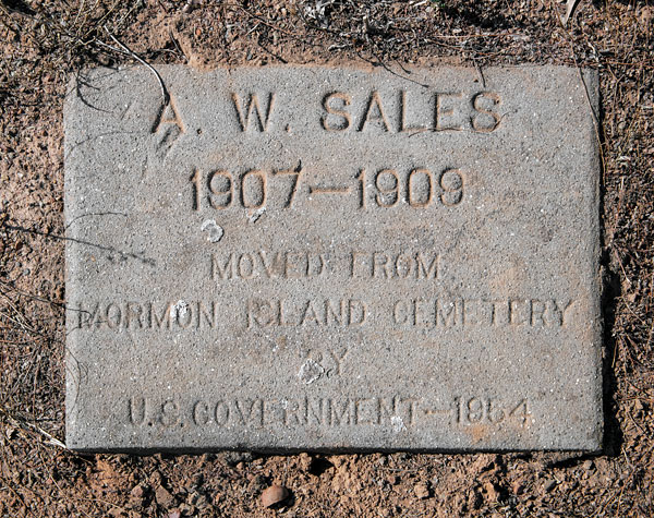 Grave Marker in Mormon Island Relocation Cemetery