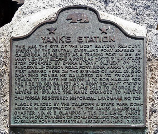 California Historical Landmark #704: Yank's Pony Express Remount Station