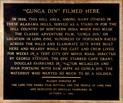 Gunga Din Historic Marker in the Alabama Hills