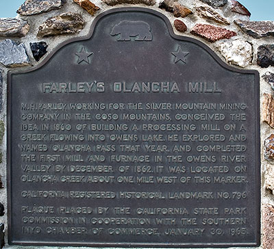 California Historical Landmark #796: Site of Olancha Mill