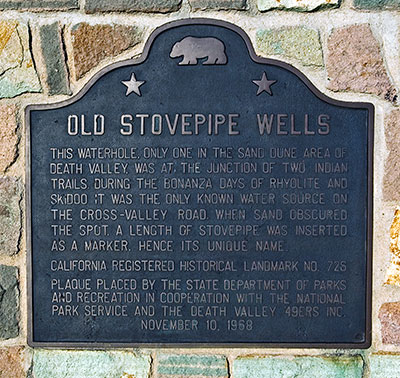 California Historical Landmark #826: Old Stovepipe Wells
