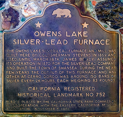 California Historical Landmark #752: Owens Lake Silver-Lead Furnace