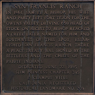 California Historical Landmark #208: San Francis Ranch