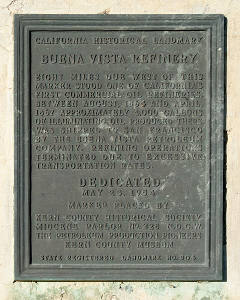 California Historical Landmark #504: Buena Vista Refinery