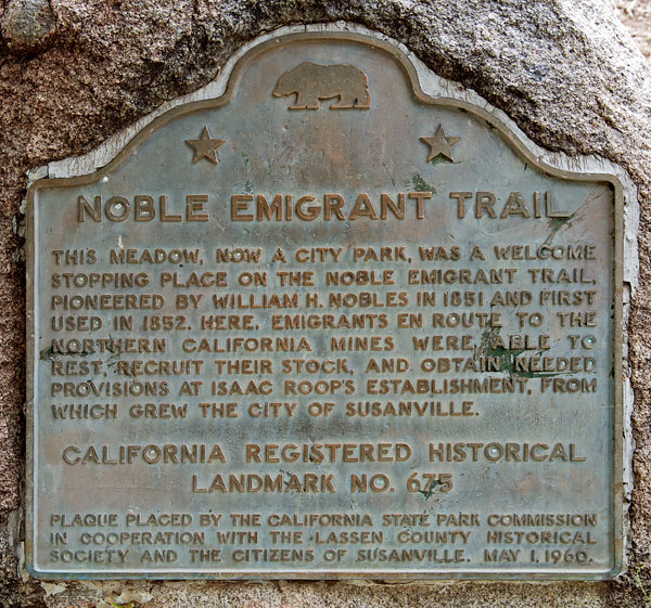 California Historical Landmark #675: Noble Emigrant Trail, California
