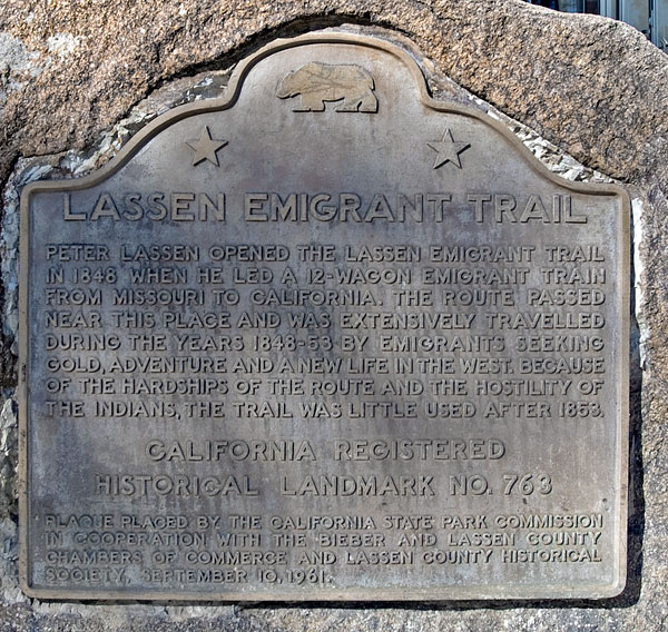 California Historical Landmark 763: Lassen Emigrant Trail in Bieber, California