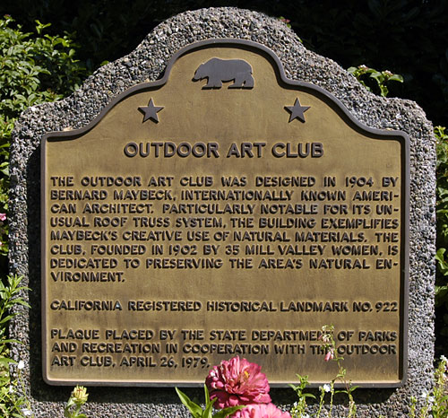 California Historical Landmark #922: Outdoor Art Club in Mill Valley