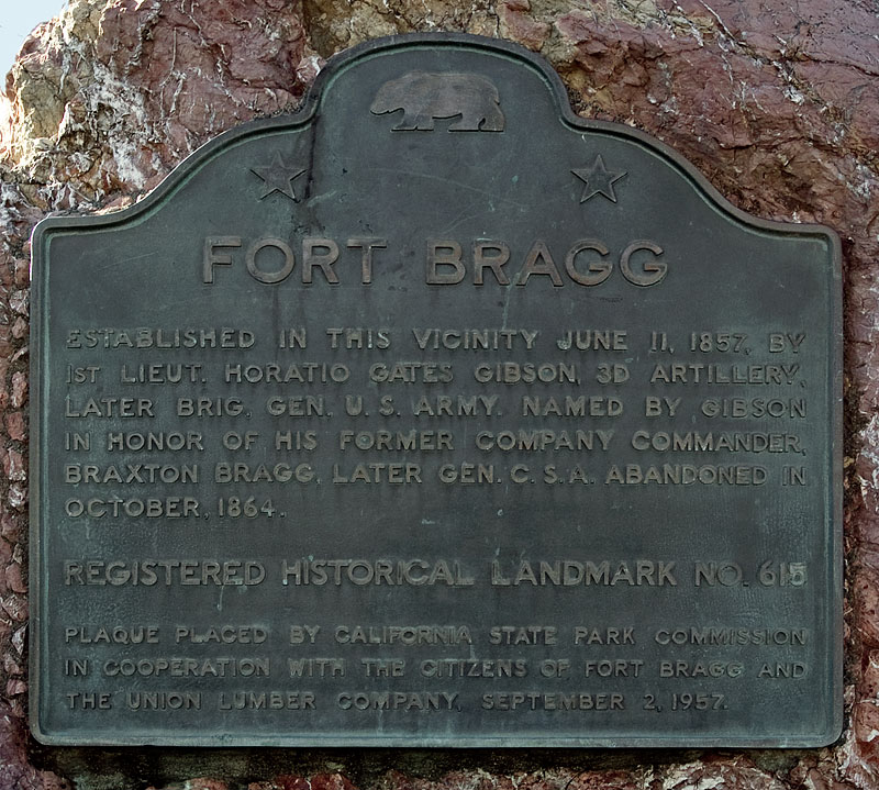 フォートブラッグの土　Fort Bragg California Historical Landmark #615: Fort Bragg in Mendocino