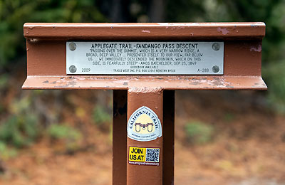Applegate Trail Marker 28B: Fandango Pass Descent