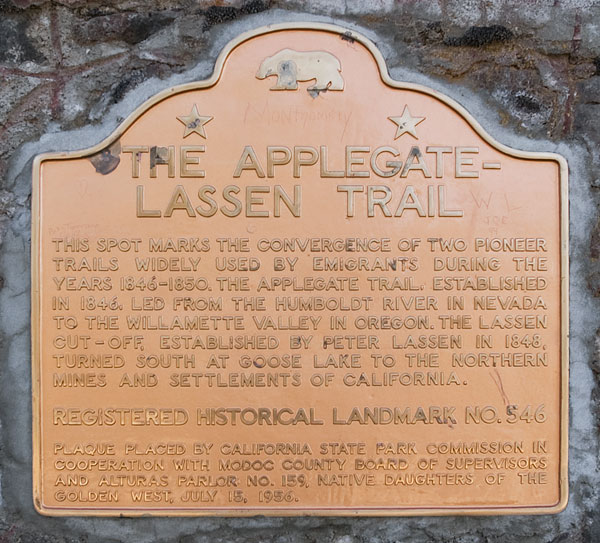 California Historical Landmark 546: Applegate-Lassen Emigrant Trail