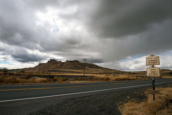 The markers are on State Route 139. The sites are in Lava Beds National Monument.