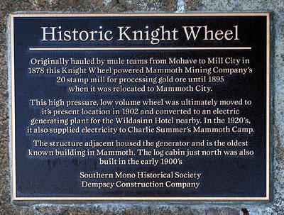 California Historic Point of Interest: Historic Knight Wheel in Mammoth Lakes