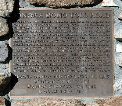 California Historic Point of Interest: Sonora-Mono Toll Road in Sonora Pass