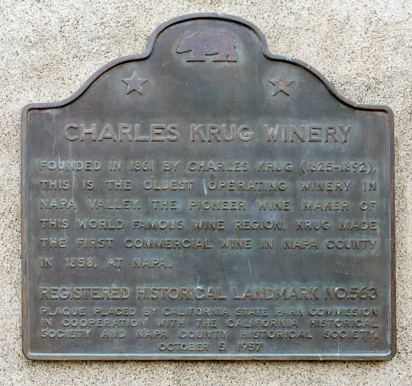 California Historical Landmark 563: Charles Krug Winery in St. Helena, California