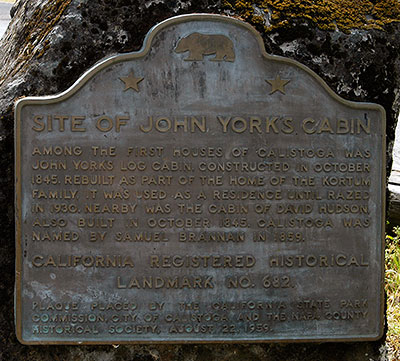 California Landmark 682: Site of John York’s Cabin in Calistoga