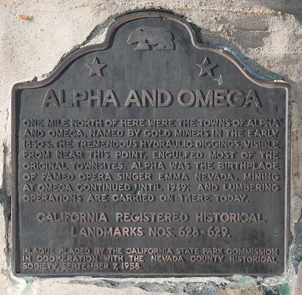 California Historical Landmark 629 Omega Hydraulic Diggings in