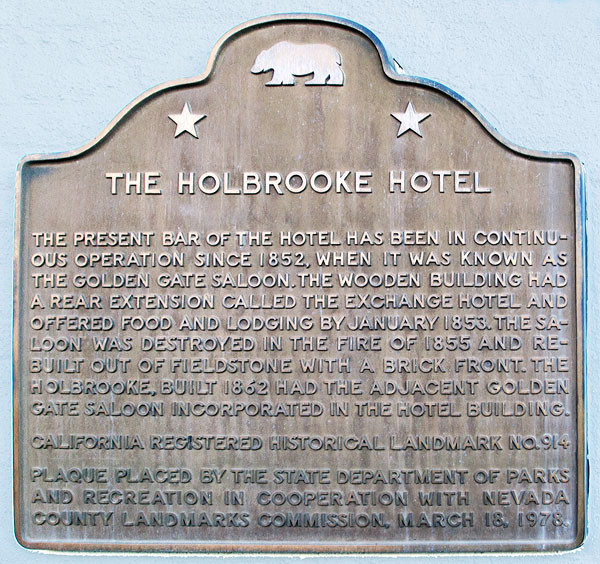 California Historical Landmark #914: The Holbrooke Hotel