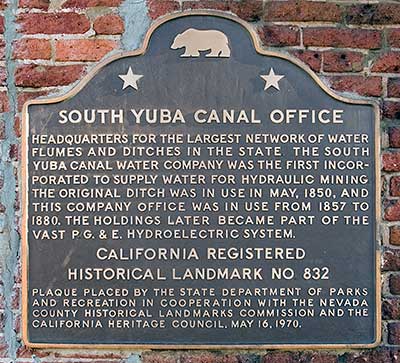 California Historical Landmark #832: South Yuba Canal Office