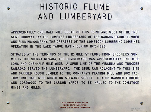 Nevada Historic Marker 193: Historic Flume and Lumberyard in Carson City