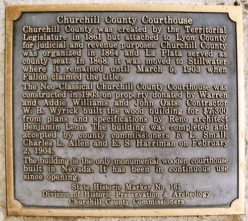 Nevada Historic Marker 161: Churchill County Courthouse