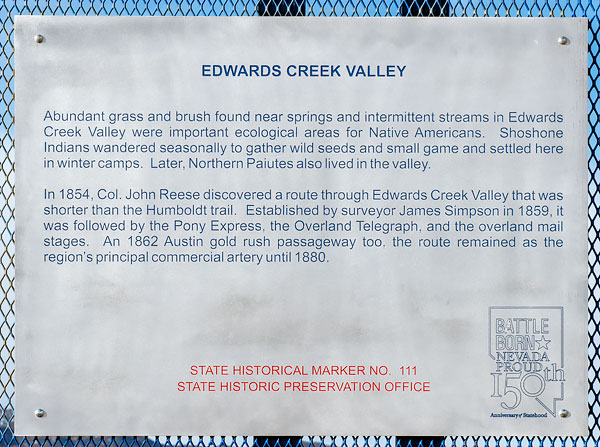 Nevada Historic Marker 111: Edwards Creek Valley