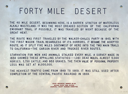 Nevada Historic Marker 26: Forty Mile Desert