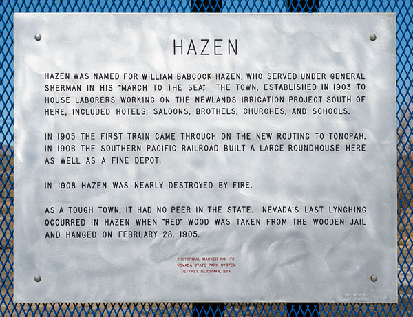 Nevada Historic Marker 178: Hazen