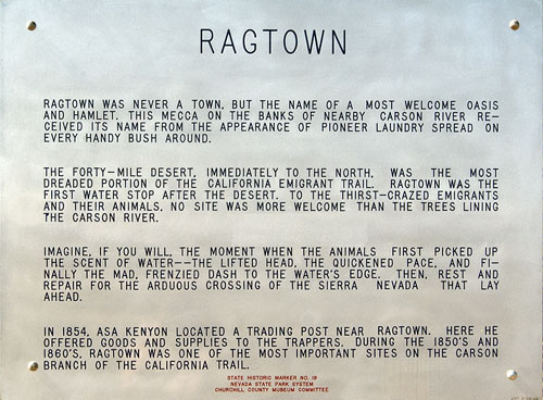 Nevada Historic Marker 19: Ragtown