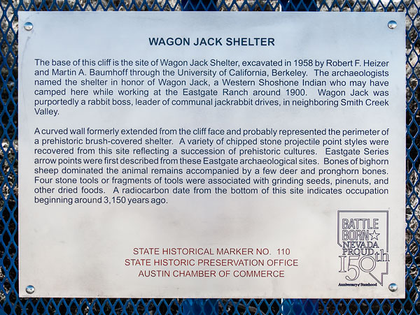 Nevada Historic Marker 110: Wagon Jack Shelter