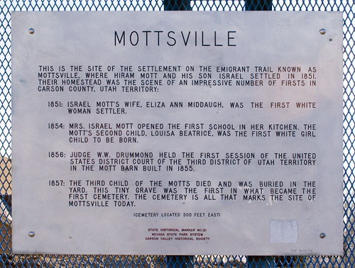 Nevada Historic Marker 121: Mottsville