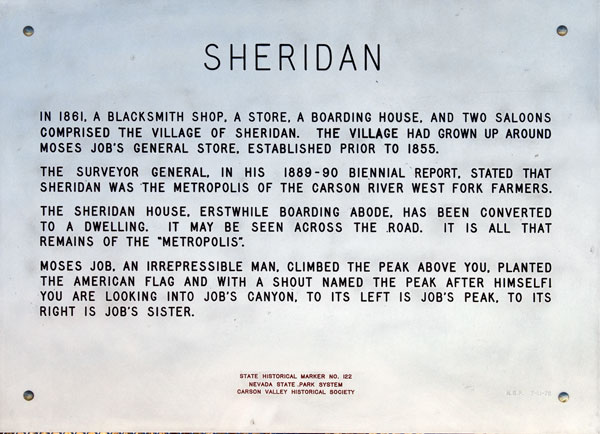 Nevada Historic Marker 122: Sheridan