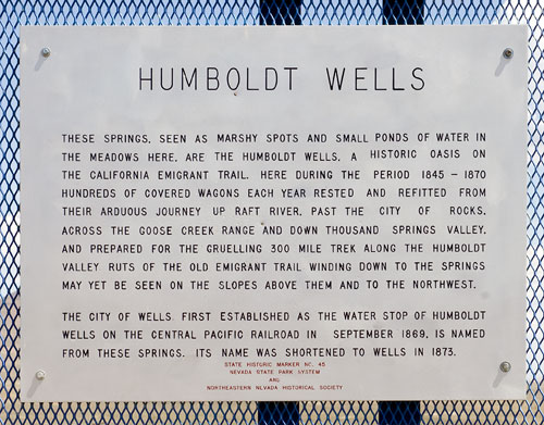 Nevada Historical Marker 45: Humboldt Wells in Elko County