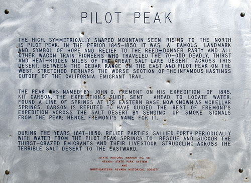 Nevada Historical Marker 46: Pilot Peak in Elko County