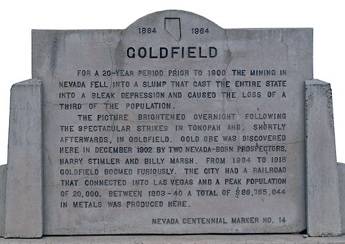 Nevada Historic Marker 14: Goldfield