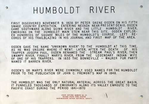 Nevada Historical Marker 22: Humboldt River