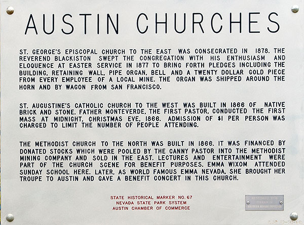 Nevada Historic Marker 67: Austin Churches