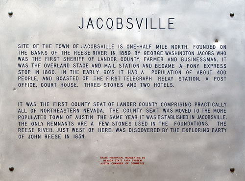 Nevada Historic Marker 66: Jacobsville