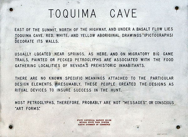 Nevada Historic Marker 136: Toquima Cave