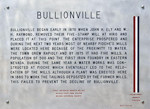 Nevada Historic Marker 203: Bullionville
