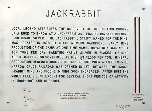 Nevada Historic Marker 204: Jackrabbit