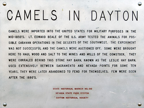 Nevada Historical Marker 199: Camels in Dayton