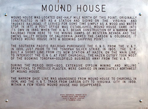 Nevada Historical Marker 61: Mound House in Lyon County